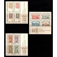 Olympiske lege i 100 år. 3 forskellige miniark. Postfriske.